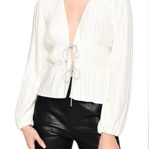 BRAND NEW NEVER WORN Wayf Tie Front Blouse in White/Cream - Sz S